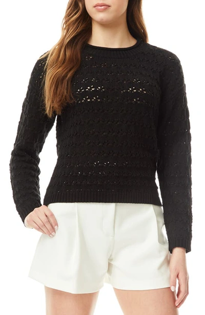 By Design Avery Open Stitch Crop Pullover Sweater In Black