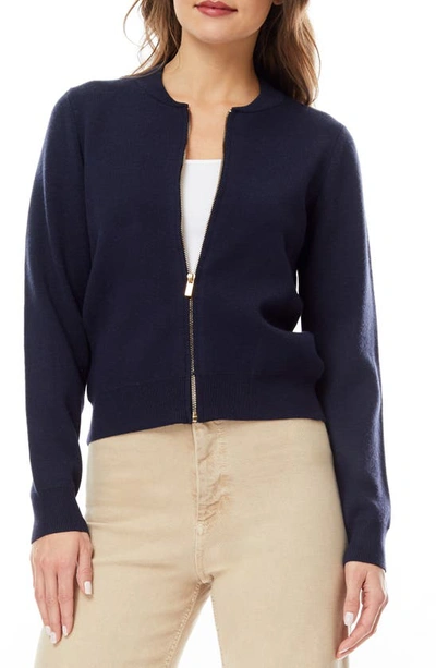 By Design Jenny Double Knit Bomber Jacket In Navy Blazer