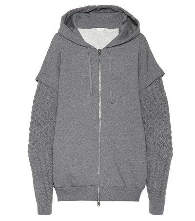 Stella Mccartney Oversized Cotton-jersey And Wool And Alpaca-blend Hoodie In Gray