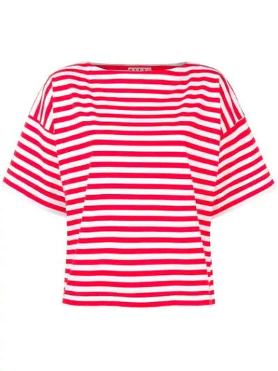 Marni Striped Cotton T-shirt In Red