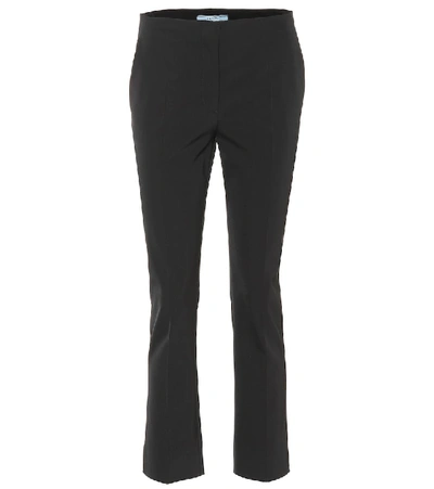Prada Mid-rise Flat-front Straight-leg Cropped Pants In Black