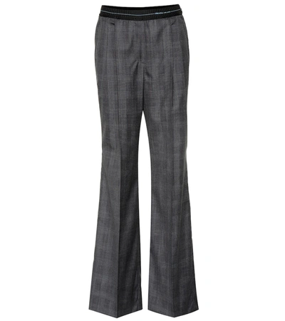Prada Plaid Wool Trousers In Grey