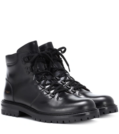 Common Projects Leather Hiking Boots In Black