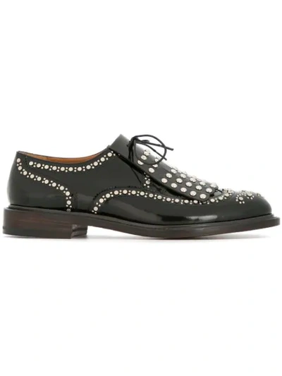 Clergerie Embellished Leather Brogues In Black