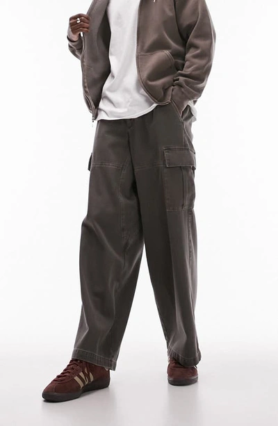 Topman Extreme Baggy Cotton Cargo Pants In Green