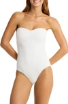 Sea Level Interlace Seamless Bandeau One-piece Swimsuit In White