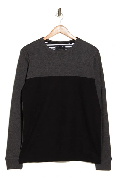 Denim And Flower Colorblock Long Sleeve T-shirt In Charcoal