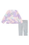 Nike Babies' Leopard Print Fleece Sweatshirt & Leggings Set In Light Smoke Grey Heather