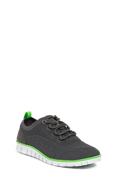 Deer Stags Kids' Status Jr. Knit Sneaker In Dark Grey/ Neon Green