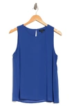 Pleione Double Layer Woven Tank In Cobalt