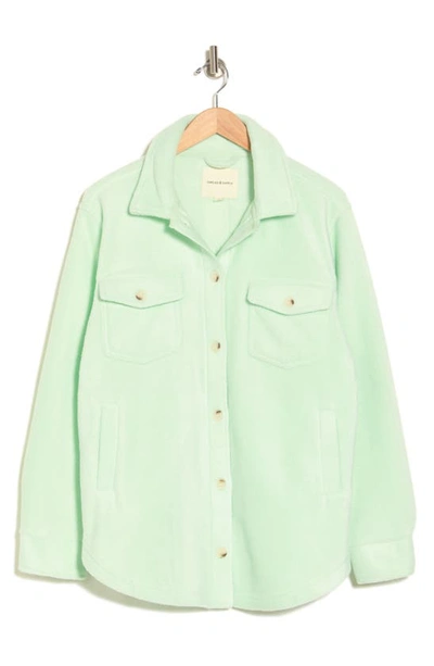 Thread & Supply Polar Fleece Shacket In Light Sage