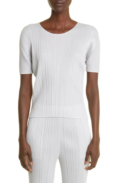 Issey Miyake Pleated Top In Light Gray