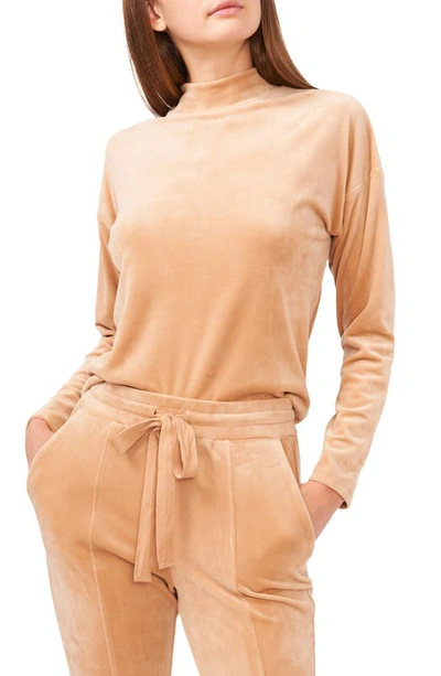 1.state Velour Turtleneck Top In Cappuccino