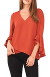 Vince Camuto Flutter Sleeve Tunic In Terracotta