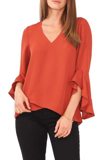 Vince Camuto Flutter Sleeve Tunic In Terracotta