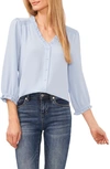 Cece Ruffle V-neck Blouse In Blue Air