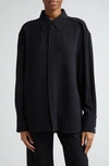 Proenza Schouler Long Sleeve Marocaine Crepe Shirt In Black