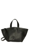 Mansur Gavriel Tulipano Leather Crossbody Bag In Black