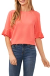 Cece Ruffle Cuff Blouse In Calypso Coral