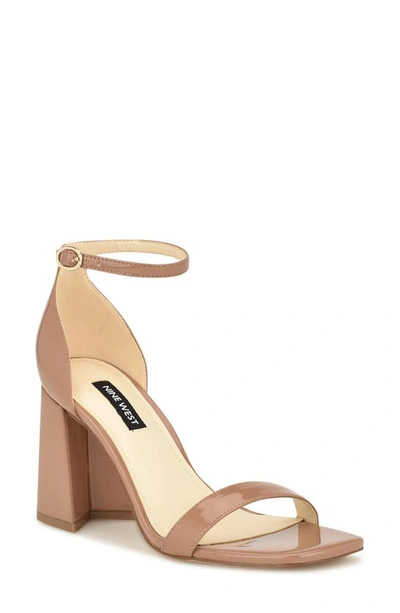 Nine West Ilea Patent Ankle Strap Sandal In Medium Natural