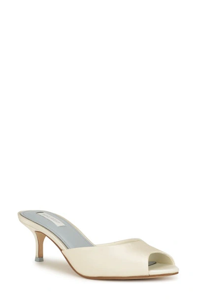Nine West Luvlie Peep Toe Satin Sandal In Ivory Satin