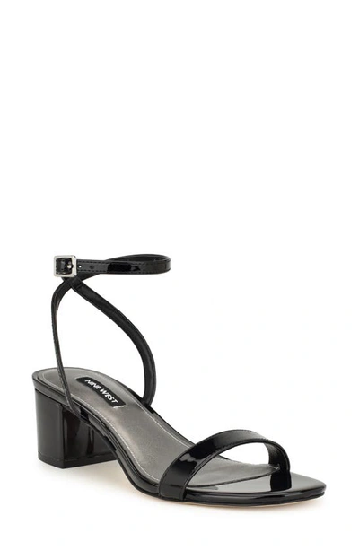 Nine West Allora Ankle Strap Sandal In Black Patent