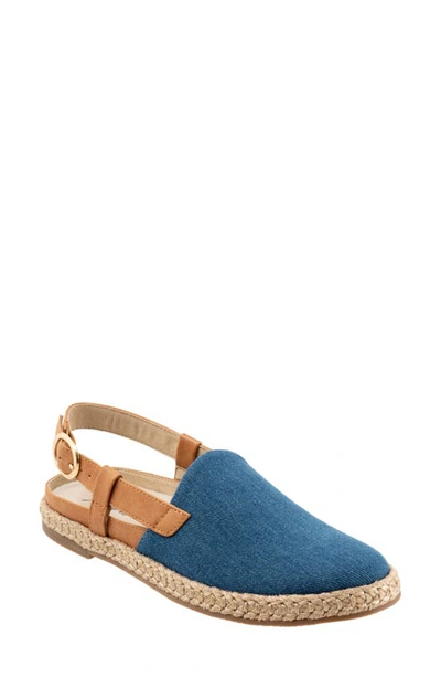 Trotters Pasley Slingback Espadrille Flat In Blue Jean Textile