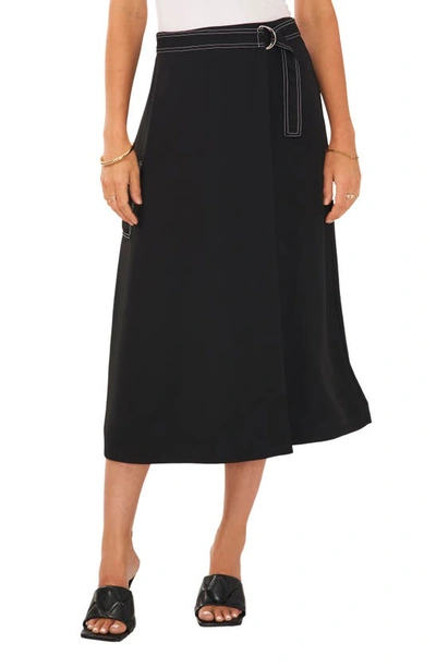 Vince Camuto Cargo Pocket Belted Midi Faux Wrap Skirt In Rich Black