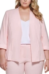 Calvin Klein Three-quarter Sleeve Open Front Blazer In Pink