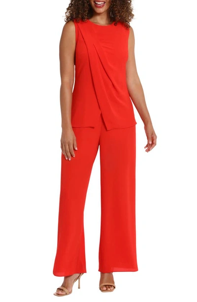 London Times Bubble Popover Jumpsuit In Red