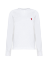 Ami Alexandre Mattiussi Crewneck Sweatshirt With Red Ami De Coeur Embroidery In White
