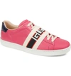 Gucci New Ace Logo Strap Sneaker In Pink