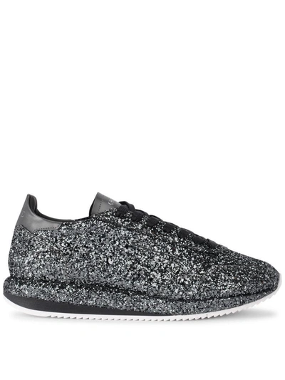 Ghoud Glitter And Black Leather Sneaker In Nero