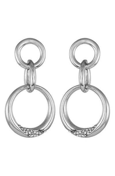 Vince Camuto Crystal Triple Link Drop Earrings In Silver Tone