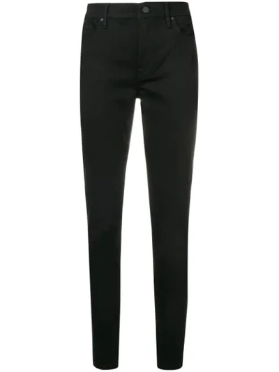 Hudson Tally Mid-rise Cropped Skinny Jeans With Destroy Hem In Black