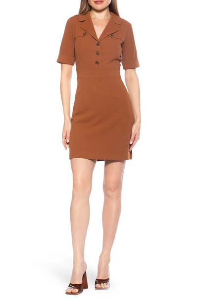 Alexia Admor Harlow Short Sleeve Trench Dress In Brown
