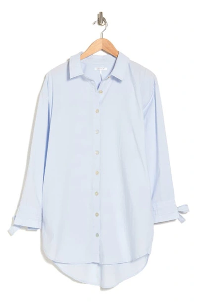 Stitchdrop Bow Tied Long Sleeve Shirtdress In Sky