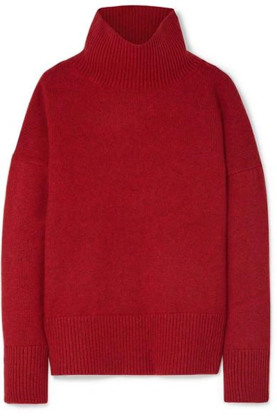 Vanessa Bruno Jafet Wool And Yak-blend Turtleneck Sweater In Crimson