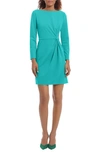 Donna Morgan Long Sleeve Mini Dress In Spectra Green