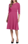 London Times Seamed Midi Dress In Pink