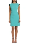 Donna Morgan For Maggy Cap Sleeve Structured Sheath Dress In Teal Green