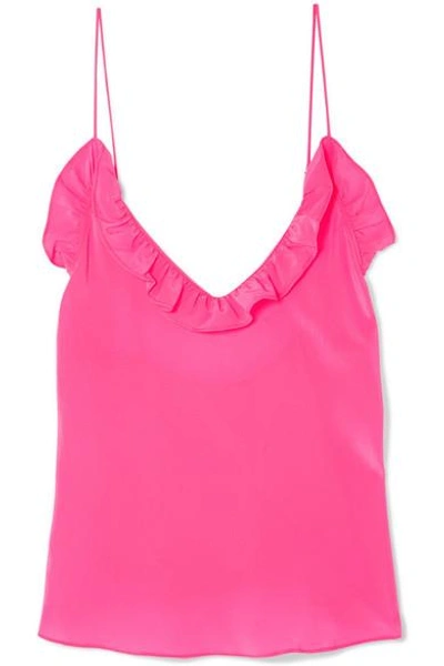 Les Rêveries Ruffled Silk Crepe De Chine Camisole In Pink