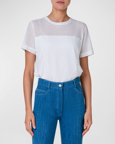 Akris Punto Signature Mesh T-shirt In Cream Multi