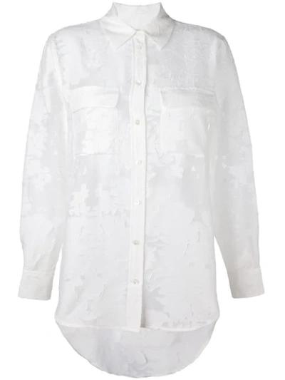 Equipment Semi Sheer Jacquard Shirt In White