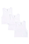 90 Degree By Reflex 3-pack Seamless Ribbed Crop Tank Tops In White/ White/ White