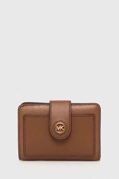 Michael Michael Kors Compact Wallet With Logo In Buff