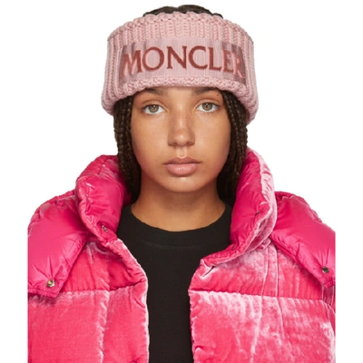 Moncler Pink Logo Headband In 515 Blush