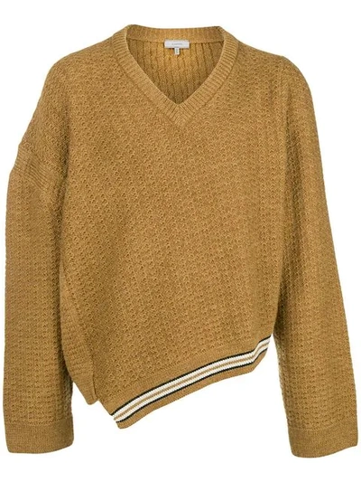 Lanvin Asymmetric Wool And Alpaca-blend Sweater In Yellow