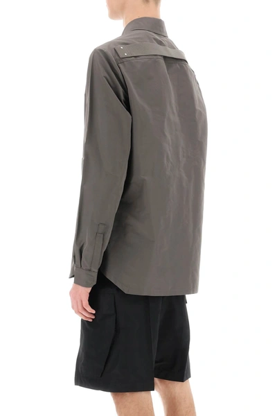 Rick Owens Faille Overshirt With Fog Pockets In Grey
