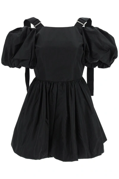 Simone Rocha Off The Shoulder Taffeta Mini Dress With Slider Straps In Black